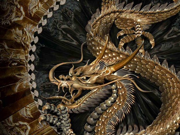 Black and Gold Dragon Wallpapers HD.
