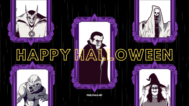 Black happy Halloween wallpaper.