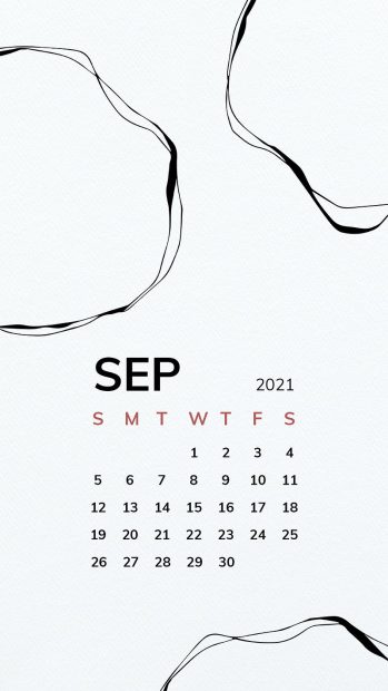 Calendar 2021 September phone wallpaper.