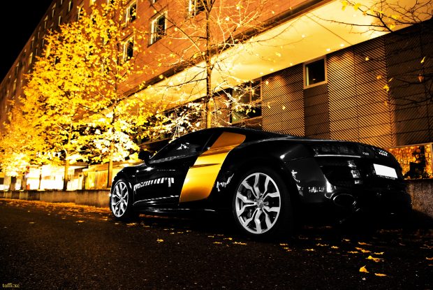 Car 4K Wallpaper black and gold.