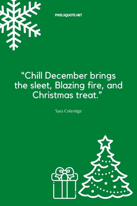Chill December brings the sleet, Blazing fire.