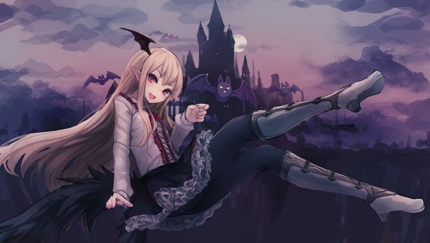 Cute Anime Halloween HD Wallpaper.