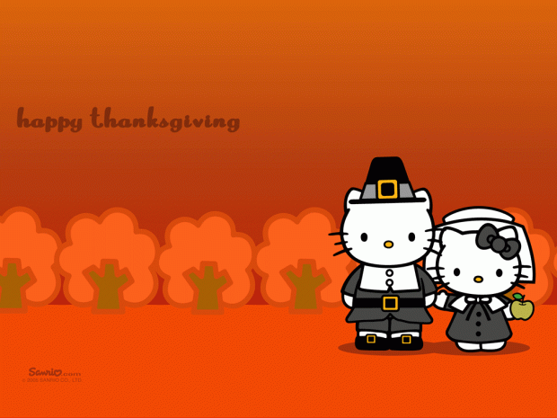 Cute Kitty Thanksgiving Day Wallpapers.