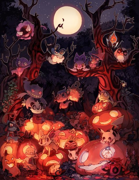 Cute Pokemon Halloween iPhone  Wallpaper.
