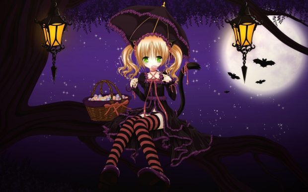 Cute Purple Halloween Wallpaper HD.