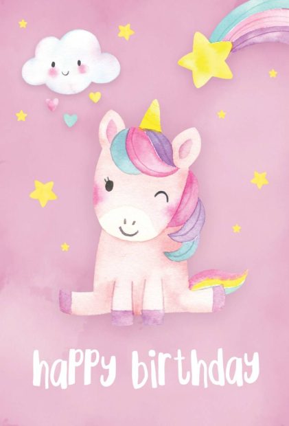 Cute Unicorn Birthday mobile wallpaper.