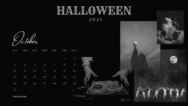 Dark Halloween Calendar 2021 October Wallpaper.