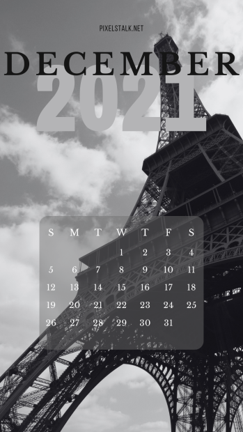December 2021 calendar iPhone Wallpaper.
