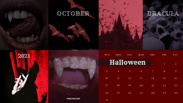 Dracula Halloween Calendar October 2021.
