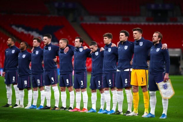 England Football Team in the Blue at Euro 2020.