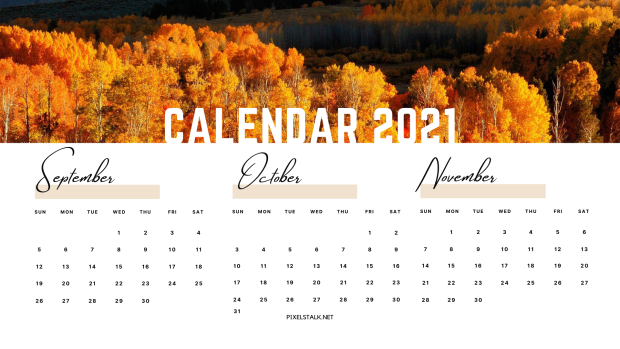 Fall 2021 Calendar Wallpaper.