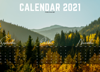 Fall 2021 Calendar Wallpaper on September October November.