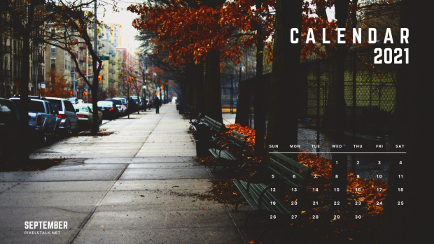 Fall 2021 Calendar on September Wallpaper for Desktop.
