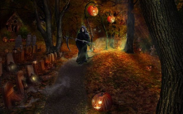 Graveyard Halloween Desktop Wallpaper.