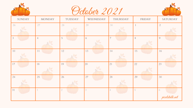 Halloween 2021 October Calendar Wallpaper.