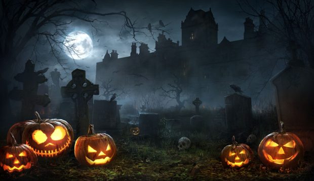 Hot Graveyard Halloween Wallpaper.