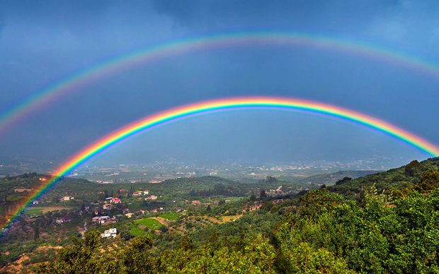 Hot Rainbow Aesthetic Background.