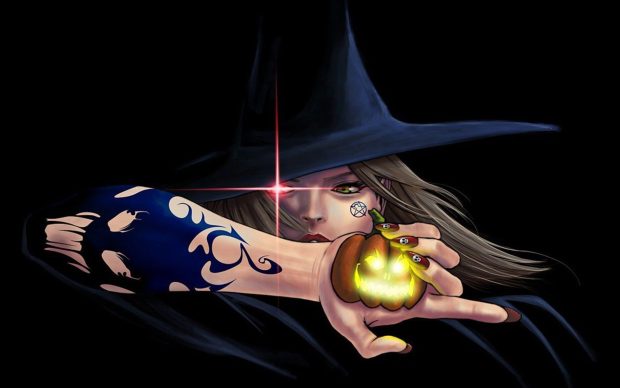 Hot Witch Halloween Background.