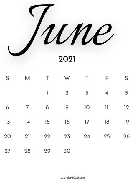 June 2021 Calendar printable template.