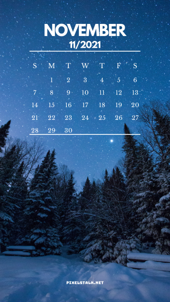 November 2021 calendar winter wallpaper.
