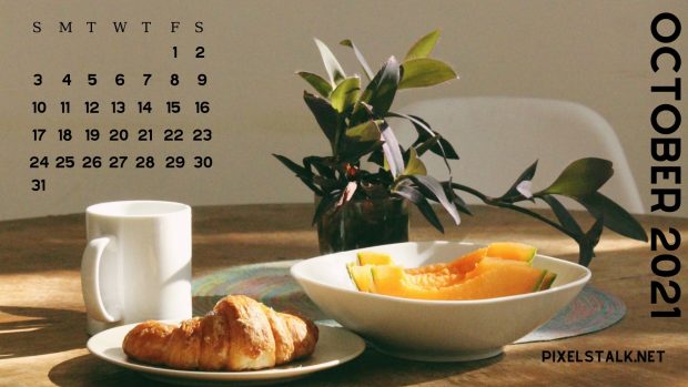 October 2021 Calendar Breakfast Wallpaper.
