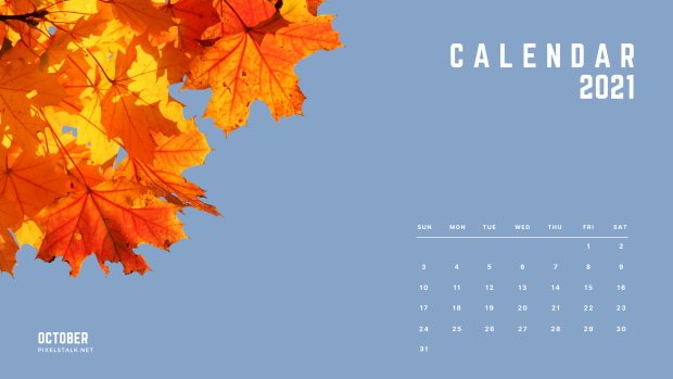 October 2021 Calendar Fall Desktop Wallpaper HD.