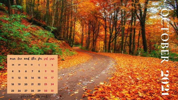 October 2021 Calendar with Fall Season.