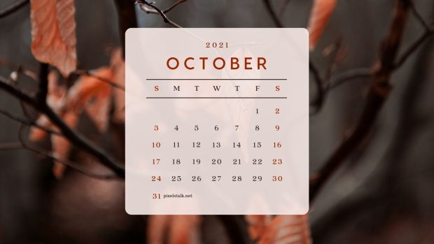 Photocentric October 2021 Calendar Printable Wallpaper.