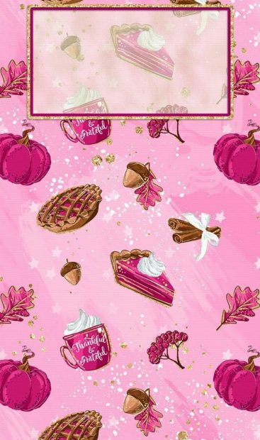 Pink Thanksgiving iPhone Pattern Wallpaper.