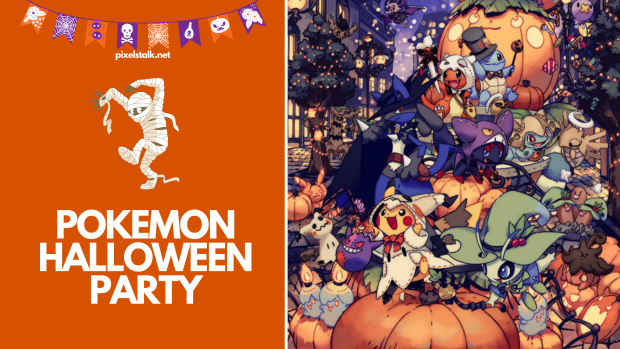 Pokemon Halloween party wallpaper.