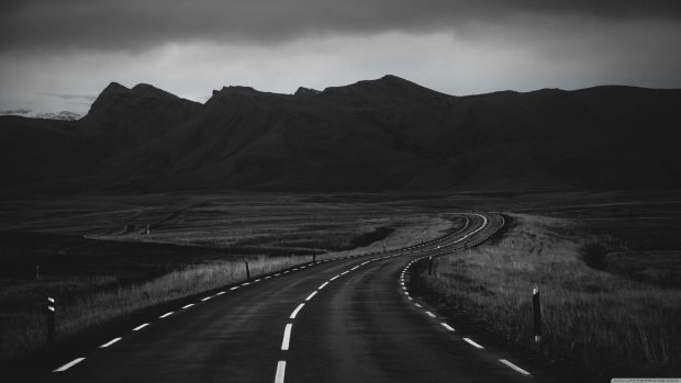 Road 4K Black Wallpaper.