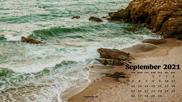 September 2021 Calendar Beach Wallpaper.