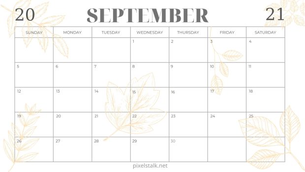 September 2021 Calendar Wallpaper for Desktop.