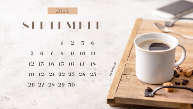 September 2021 Calendar Wallpaper with Coffee.