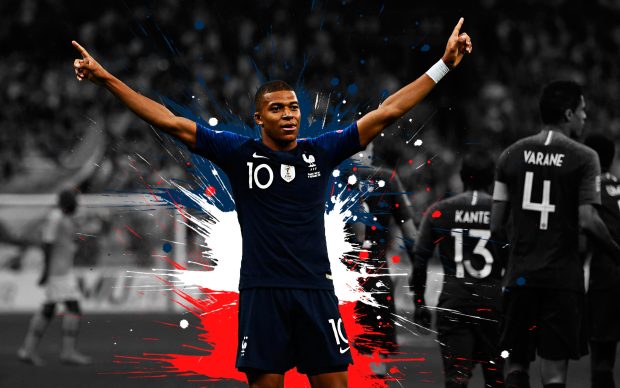 Soccer French Kylian Mbappé 4K wallpaper.