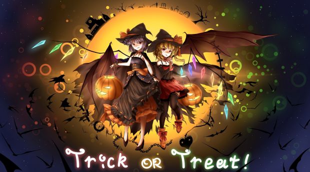 Trick or Treat Anime Halloween Wallpaper.