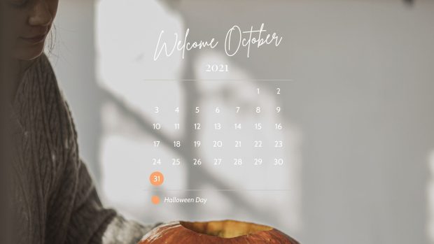 Welcome October 2021 Calendar with Halloween Day.