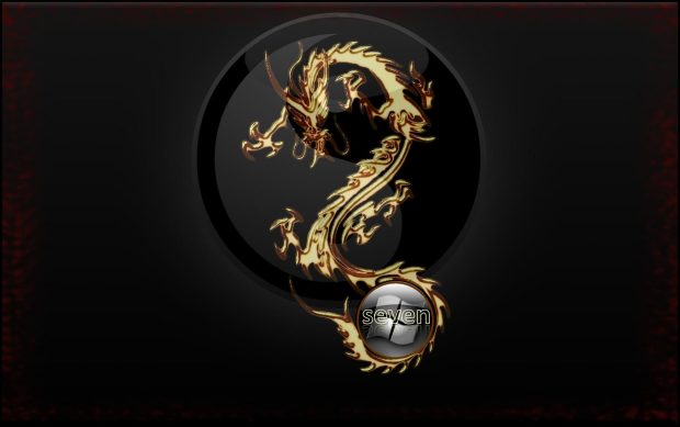 Windows Gold Dragon Black Wallpapers.