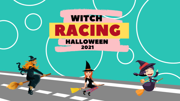 Witch racing Vintage halloween wallpapers.