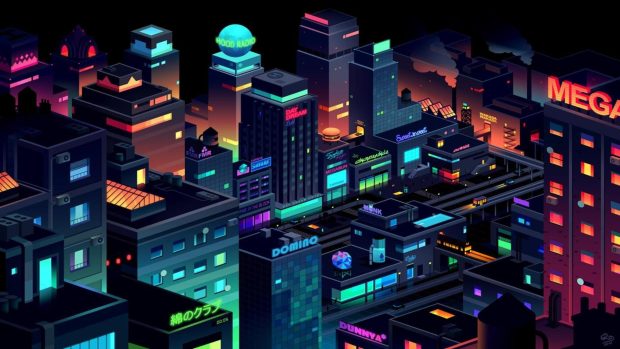 1920x1080 Neon City Wallpaper HD.