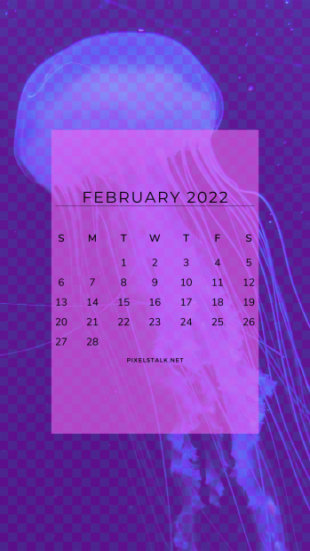 2022 February Calendar iPhone Wallpaper.