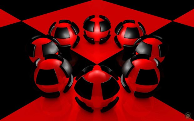 3D Ball Red And Black Background HD.