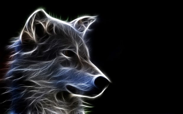 3D Neon Cool Wolf Background.