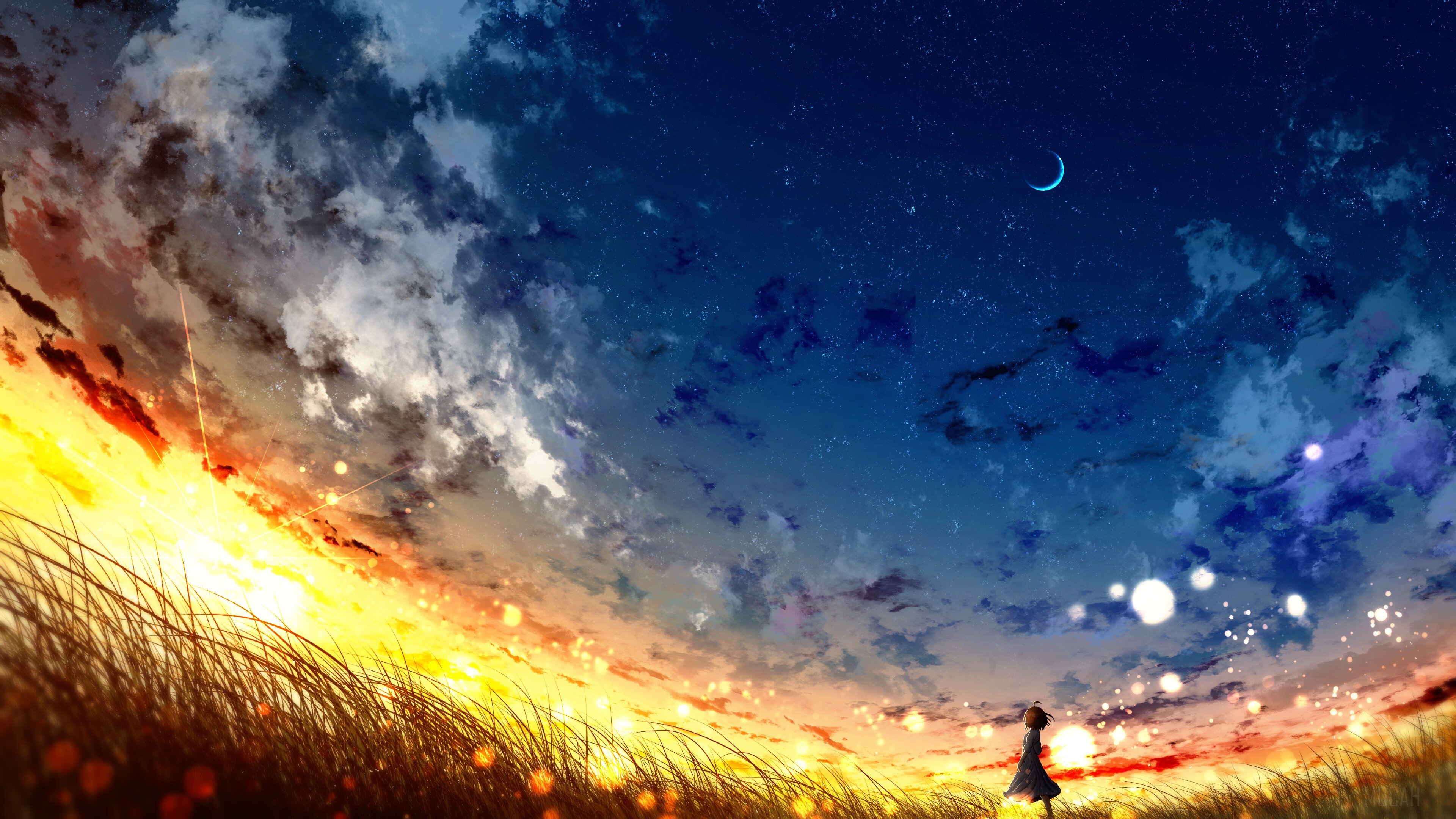 HD wallpaper night anime sky stars nebula space reflection   Wallpaper Flare