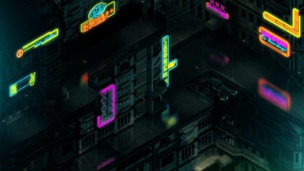 Abstract Neon City Wallpaper HD.