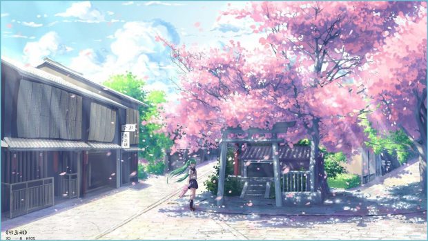 Aesthetic Anime Backgrounds HD Sakura Girl.