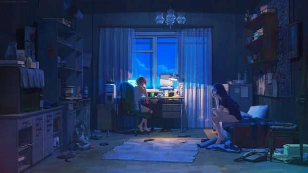 Aesthetic Anime Wallpaper HD Girl Room.