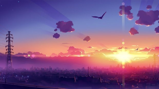 Aesthetic Backgrounds Anime Backgrounds Sun Rise.