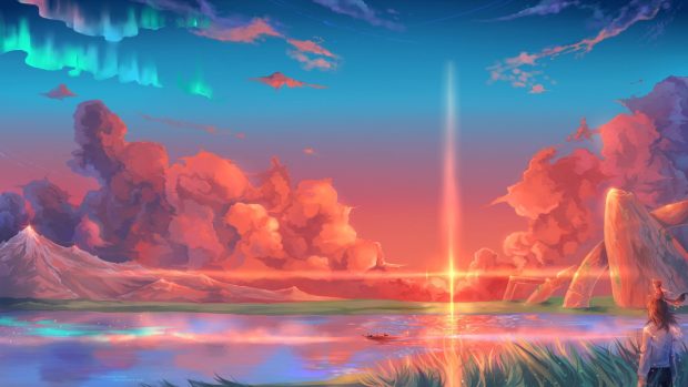 Aesthetic Backgrounds Anime Photo Free Download Sky Line.