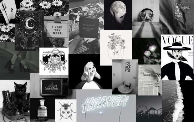 Aesthetic Collage Wallpaper Black And White.